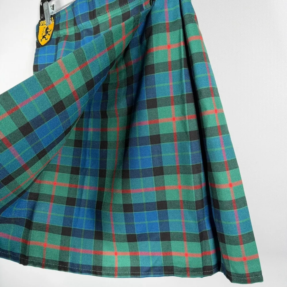 Sport Kilt Green Gunn Tartan Plaid Scottish USA Made Utility Adjustable Mens M - Picture 2 of 11